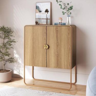 Imagem de Balcão Buffet 90cm 2 Portas Orgânico Pé Metal Luna - Artesano