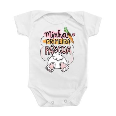 Imagem de Roupinha Body De Bebê Minha Primeira Páscoa Coelho Temático Mimo Fofur