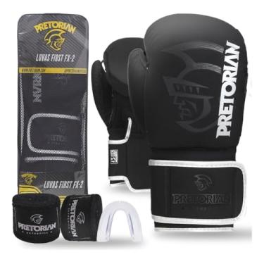 Imagem de Kit Luva de Boxe e Muay Thai FX2 Pretorian - Preto/Prata - 14 Oz