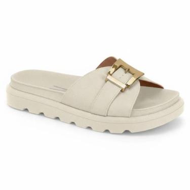 Imagem de Sandália Vizzano Slide Chinelo Fivela Confortável Original -, Off whit