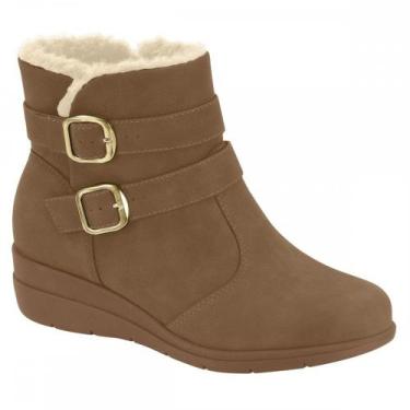 Imagem de Bota Modare 7085206 Anabela Detalhe em Pelinho Feminino, Caramelo, 37