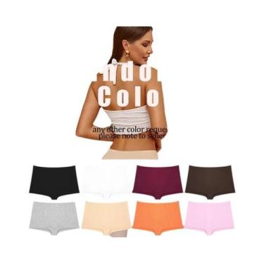 Imagem de Shorts Boxer Femininos De Algodão Sem Costura De Cintura Alta, Pacote 