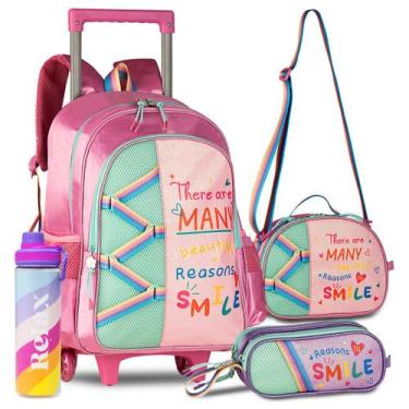 Imagem de Kit Mochila Infantil Unicórnio Rodinhas Menina Escolar Lindo - Clio, R