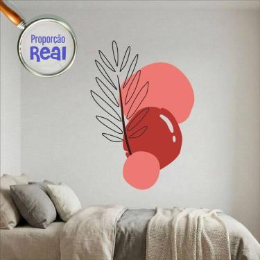 Imagem de Adesivo Floral Boho Vermelho Estilo Nórdico 130x90 Minimalista Mod.02