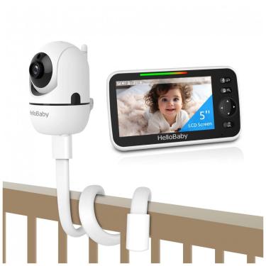 Imagem de Babá Eletrônica HelloBaby Sem WiFi Tela IPS 5" Bateria 30h Suporte Flexível HB6580