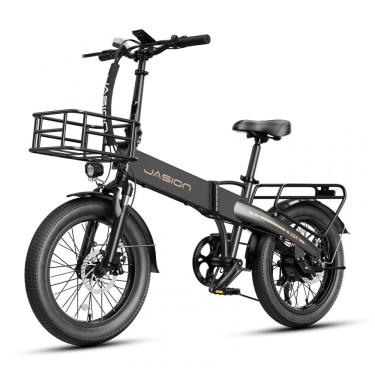 Imagem de Bicicleta Elétrica Dobrável Jasion EB6 Preta com Cesta Dianteira 1000W Motor Brushless...