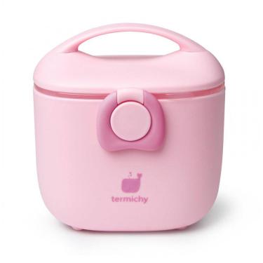Imagem de Dispenser Fórmula Bebê Termichy Rosa Claro Portátil com Alça e Colher 250g