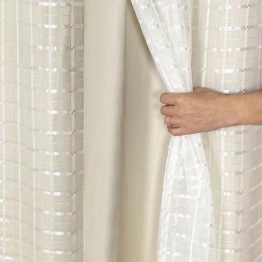 Imagem de Cortina Blackout PVC com Voil Xadrez 2,80m x 1,60m - Casa Modelo Enxov