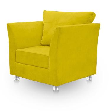 Imagem de Poltrona Decorativa Lisboa Para Sala e Quarto Suede Amarelo Sonho das Poltronas
