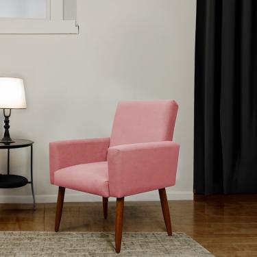 Imagem de Poltrona Decorativa Nina Para Sala E Quarto Suede Rosa Herrero