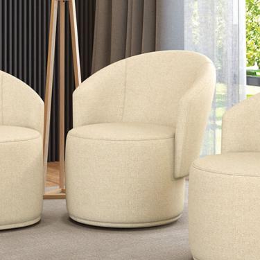 Imagem de Poltrona Decorativa Orgânica Fixa Para Sala Malu Linho Bege D'Rossi
