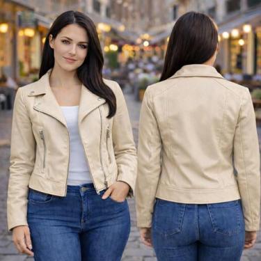 Imagem de Jaqueta De Couro Feminina Premium Com Zíper Inverno Elegante Sexy Blus