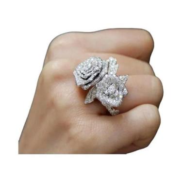 Imagem de Anel De Festa Feminino Exquisito Com Zircônia Rosa, Joia Brilhante Em 