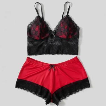 Imagem de Baby Doll Cropped Plus Size 36 ao 52 Sexy com Renda - Sem marca, Verme