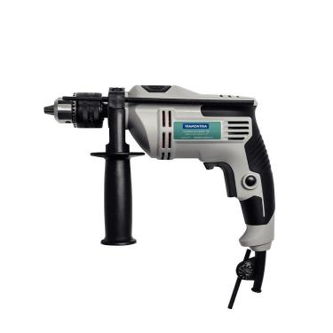 Imagem de Furadeira de Impacto para Uso Doméstico com Empunhadura e Chave para Mandril 500W Preto, Cinza 110V