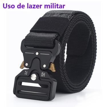 Imagem de Cinto Militar OEM Cov:preto1-hs em Nylon Largo Ajustável Preto com Fivela de Engate Ráp...