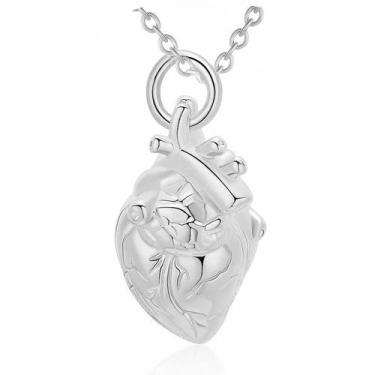 Imagem de Colar de aço inoxidável em forma de coração com pingente de cinzas - T