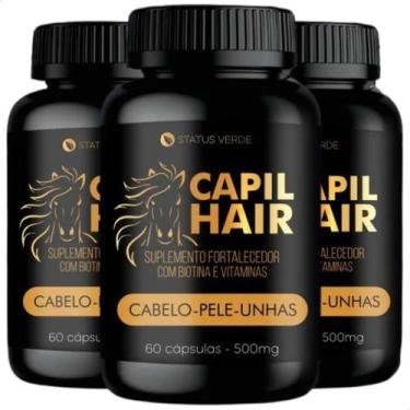 Imagem de 3 Potes Capil Hair Vitamina Cabelo Pele e Unha Kit 180 Cáps - Suplemen