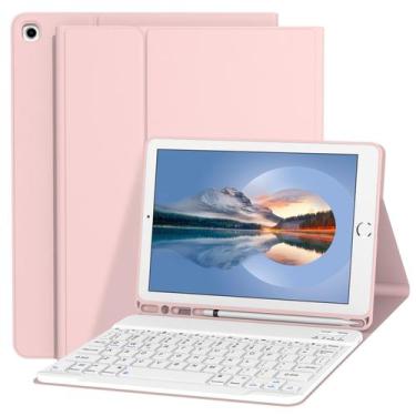 Imagem de Capa de teclado Divufus para iPad 10.2, 9ª, 8ª e 7ª geração, rosa