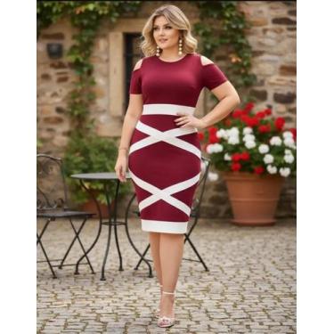 Imagem de Vestido Midi Plus Size X Moda Feminina Evangélica - Miss FLOWER, Vinho