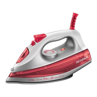 Imagem de Ferro de Passar Roupa a Vapor Mondial Base Cêramica 1200W Branco/Laran