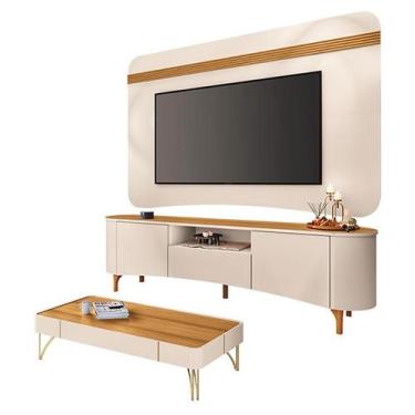 Imagem de Rack Bancada Elara e Painel Armony com Mesa de Centro Cadenza Off Whit