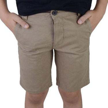 Imagem de Bermuda Sarja Infantil Masculina King&ampJoe Marrom Kaki - BM00 - King