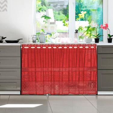 Imagem de Cortina para Vitrô de Renda Color 2,0m x 0,80cm - Interlar, VERMELHO