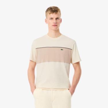 Imagem de Camiseta de Algodão Colour-Block - Lacoste, Bege, GG