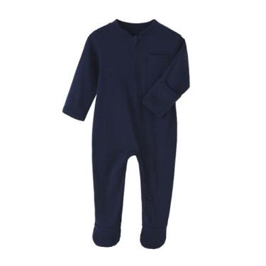 Imagem de Macacão Bebê - algodão orgânico - cor sólida - Mimo, Azul, Marinho