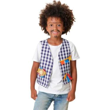 Imagem de Roupa Festa Junina Masculina Infantil Colete Caipira Xadrez - Fantasia