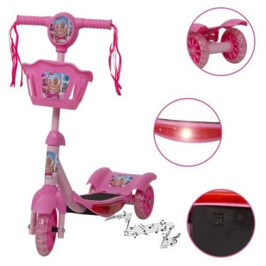 Imagem de Patinete Infantil Barbie Musical Cesto Luzes Para Crianças - Toys 2U