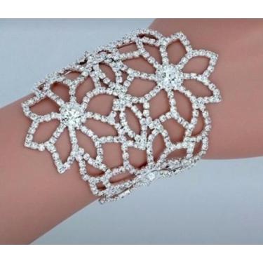 Imagem de BRACELETE  para Noivas Modelo FLOR com Cristais Folheado a Prata da Me