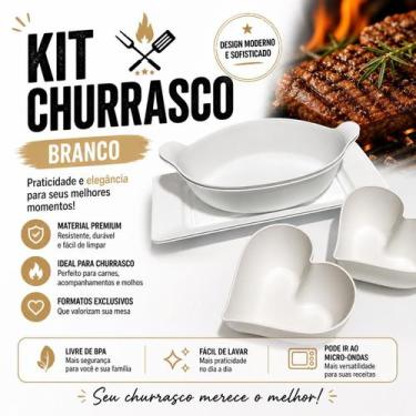Imagem de Kit churrasco premium 2 bandejas 2 barcas canoa e 2 petisqueiras coraç