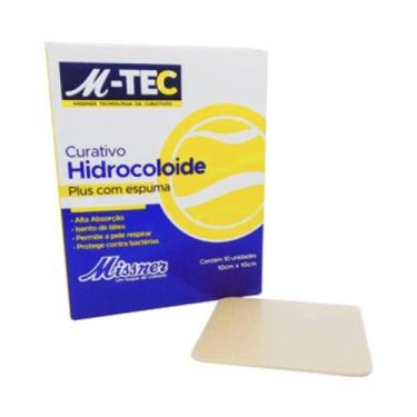 Imagem de Curativo Hidrocoloide Plus c/ Espuma M-TEC 10cm X 10cm c/ 10 unidades 