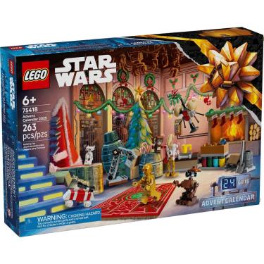 Imagem de Calendário do Advento Star Wars 2025 com 24 Portas 263 Peças e 9 Mini Brinquedos Lego