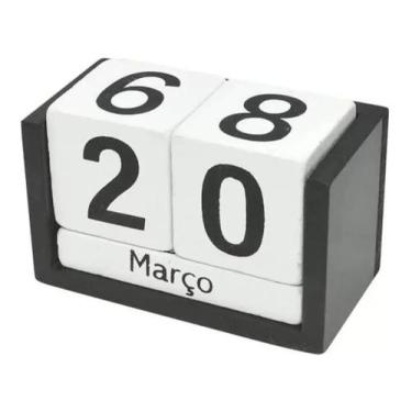 Imagem de Calendário Permanente De Madeira P/ Mesa Home Office Decorar - Full Ho