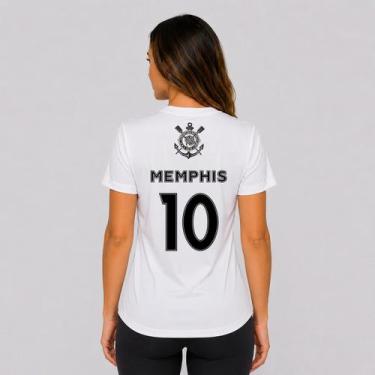 Imagem de Camisa Corinthians Fitness Dry Logo Feminina Branca 10 Memphis, G