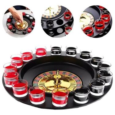 Imagem de Jogo De Roleta Drink Shot 16 Copos Vidro Bebida Cassino Diversão Brinq