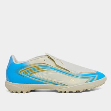 Imagem de Chuteira Society Adidas F50 Messi League, Bege, Azul, 38