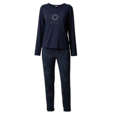 Imagem de Pijama Longo Malwee 1000134464 Feminino Estampado Malha Viscose T. P/X