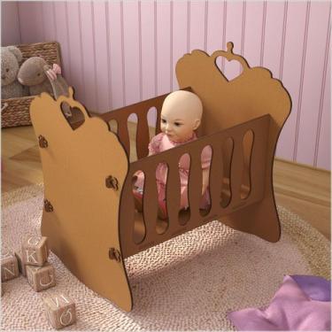 Imagem de Berço Infantil de Boneca Bebê Reborn 52,2 x 55,5 Natural Ofertamo