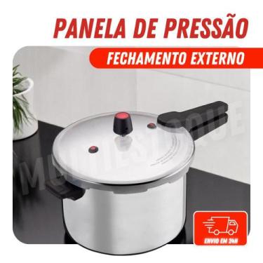 Imagem de Panela de Pressão 10 Litros com Fechamento Externo - Aluminio Nacional