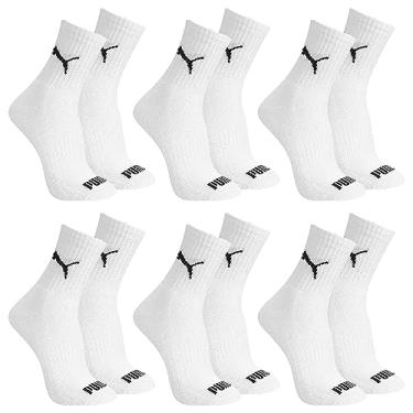 Imagem de PUMA Kit 6 Pares Meia Cano Médio Esportiva Algodão Sola Atoalhada Costura Fina Masculina Feminina Unissex Adulto, 6 Branco, G (39-43)