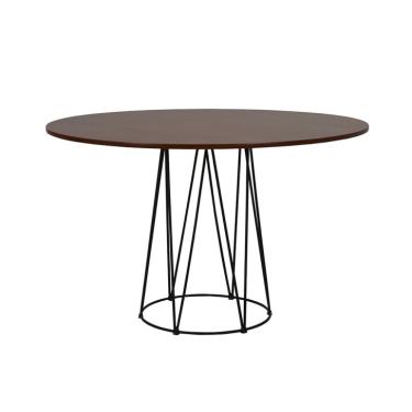 Imagem de Mesa de Jantar Redonda Linhas Amêndoa e Preta 120 cm