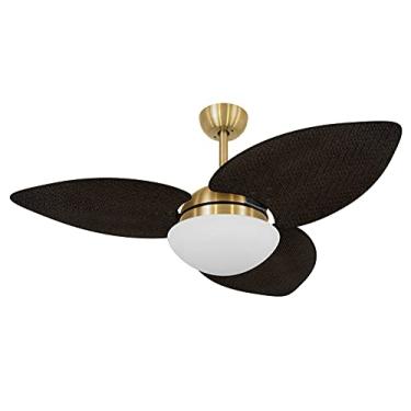 Imagem de Ventilador de Teto Volare Dourado Vidro Fechado Dunamis Pá S3 Palmae Tabaco 220V