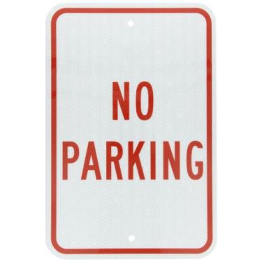 Imagem de Accuform FRP110RA Placa de Estacionamento Refletiva de Alumínio de Grau de Engenheiro "No Parking", 45,72 cm de Comprimento x 30,48 cm de Largura x 0,16 cm de Espessura, Vermelho sobre Branco