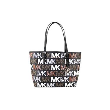 Imagem de Michael Kors Jet Set Travel Medium Carryall Tote Graffiti Preto Gráfico Logotipo MK Multi