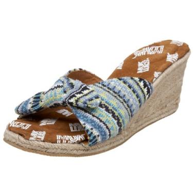 Imagem de MUK LUKS Cunha feminina Sophia amarrada Fairisle com bico aberto, Fairisle azul, 9