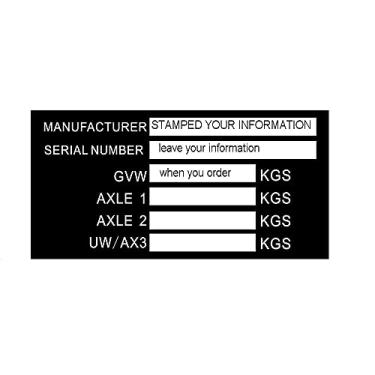 Imagem de Beyondcity Placas de chassi de vinil pré-gravadas para reboque, placa de peso para reboque, eixo duplo, identificação para plantas, cama plana